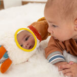 Zabawka rozwojowa Wiewiórka szeleścik grzechotka gryzaczek lusterko sigikid - 9