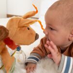 Zabawka rozwojowa Wiewiórka szeleścik grzechotka gryzaczek lusterko sigikid - 10