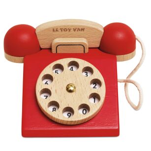 Drewniany telefon vintage, zabawka dla dzieci, odgrywanie ról, Le Toy Van