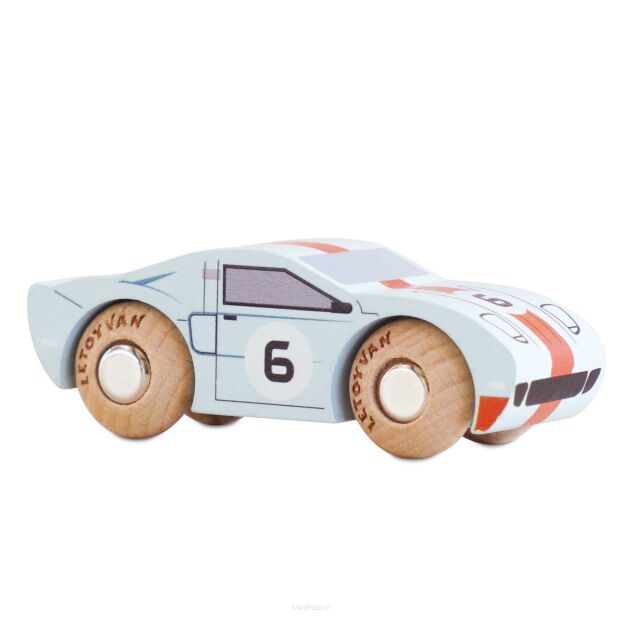 Kolekcjonerski samochodzik GT145 Fred wyścigowe drewniane auto Le Toy Van