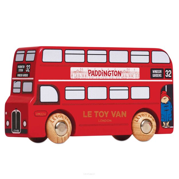 Paddington miniaturowy drewniany piętrowy autobus zabawka auto Le Toy Van