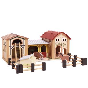 Drewniana farma zestaw z figurkami, zabawka dla dzieci, koniki, Le Toy Van