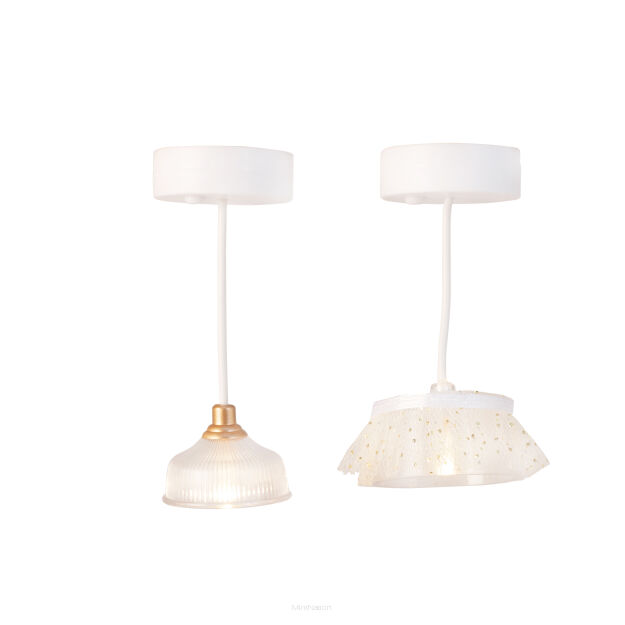 Oświetlenie domku dla lalek zestaw 2 lampy wiszące wyposażenie domki Lundby
