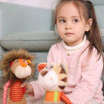 Pierwsza przytulanka Lew 32cm patchworkowa maskotka zabawka dzieci sigikid - 7